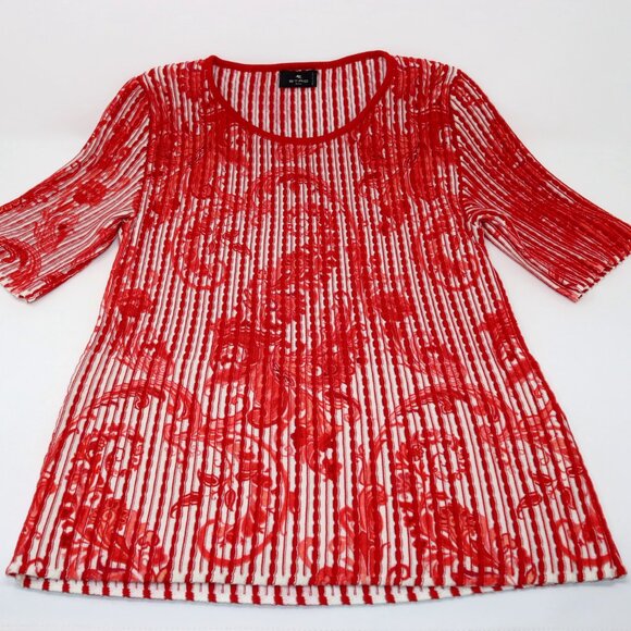 Etro 44 / 8 / Medium Red & White Paisley Short Sleeve Top - Picture 9 of 11